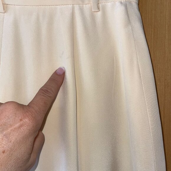 Omo Norma Kamali Vintage Womens Trousers Size 8 Cream Cropped Pleated High Rise - Picture 5 of 16